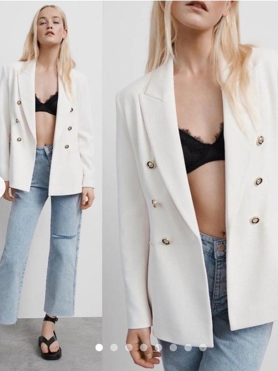 Zara Jackets & Blazers - ZARA Double Breasted Cream Blazer